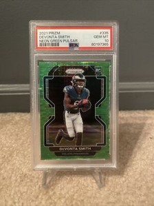 2021 Panini Prizm Devonta Smith Neon Green Pulsar RC Rookie GEM PSA 10 EAGLES 🦅