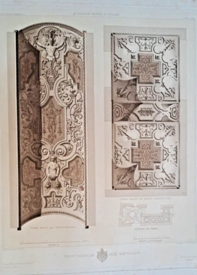 Treppengewölbe beim Wappengang Kupferstich Königliche Residenz München 1873 - Bild 1 von 4