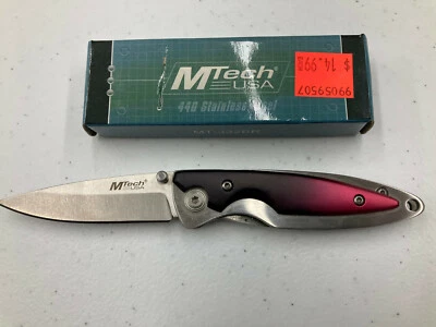 M-TECH FOLDING KNIFE With Pocket Clip (Red and Silver) Item# 332BR - Image 1 of 4