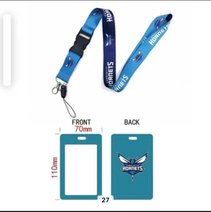 Charlotte Hornets Lanyard Keychain AND ID Tag Holder Basketball Fan Gift Logo - Picture 1 of 1