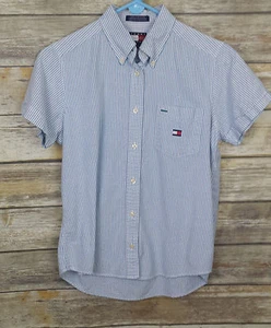 Tommy Hilfiger 90s TOMMY JEANS Short Sleeve Striped Button Down Shirt Sz Youth 8 - Picture 1 of 5