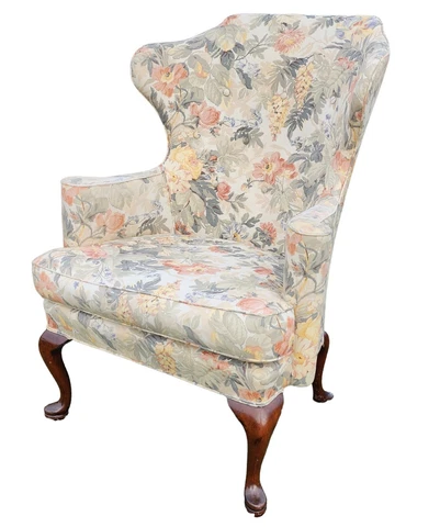 Quality Antique Queen Anne Mahogany Wingback Armchair, c1900 Cover