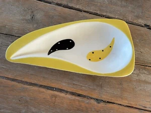 Vintage Retro Art Deco Burleigh Ware Yellow Black White Bowl Dish - Picture 1 of 5