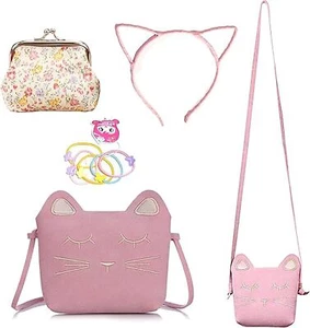 Cute Cat Crossbody Bag 4 Pack Little Girls Purses Cute Cat Bag with 1 mini Co... - Picture 1 of 9