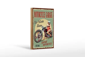 Holzschild Pinup 12x18 cm Retro Motorcycle Garage Vintage Schild wooden sign - Bild 1 von 5