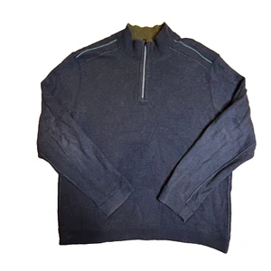 Suéter Pullover Tommy Bahama Para Hombre Azul Marino/Verde Oliva Reversible 1/4 Cremallera Talla L - Imagen 1 de 12