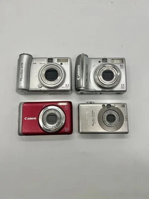 Lot of 4 Canon PowerShot Digital Cameras A75 A560 A3100 SD400 Parts Repair AS IS - Image 1 of 4