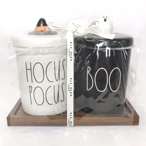 Rae Dunn HOCUS POCUS & BOO schwarz weiß Kanister Set Neu in Verpackung  - Bild 1 von 6