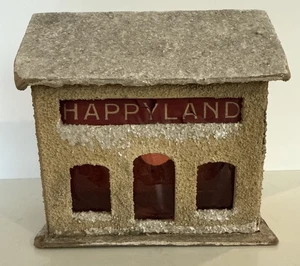 RARE Antique Vintage Happyland Toy Store Christmas Putz House Mica - Picture 1 of 17