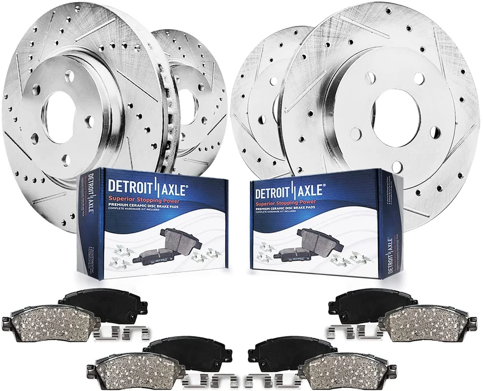 Detroit Axle Front Rear Drilled Rotors Brake Pads for Buick Regal Intrigu - Image 1 of 4
