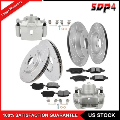 Se adapta a Chevrolet Malibu 2006-2012 rotores delanteros y traseros pastillas y pinzas de freno delanteras Foto 1 de 4