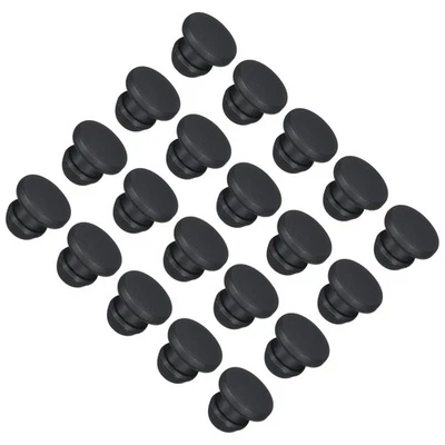 30 piezas tapones de silicona con orificio de bloqueo a presión de 5,5 mm/0,22 pulgadas de diámetro negro Foto 1 de 4