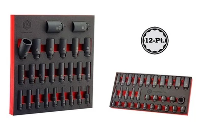 25Pc 1/2" Drive Deep Impact Socket Set (12-Point) + Free 32Pc 3/8" Impact Socket - Image 1 of 4