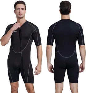 Traje de neopreno corto de 3 mm para hombre, traje de buceo de cuerpo completo con cremallera frontal traje de neopreno para Divi - Imagen 1 de 6