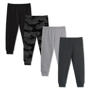 Boys Cotton Pants 4 Pack 3T Toddler Sweatpants Black/Camo/Heather Grey/Iron Grey - Picture 1 of 7