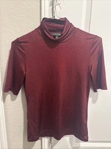 Ralph Lauren WomenBurgundy Stretch Turtleneck 1/4 sleeve Small Black Label - Picture 1 of 3