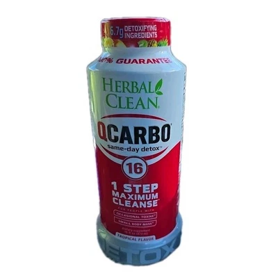 Bebida desintoxicante premium el mismo día Herbal Clean QCarbo16, sabor tropical, 16 fl oz Foto 1 de 4