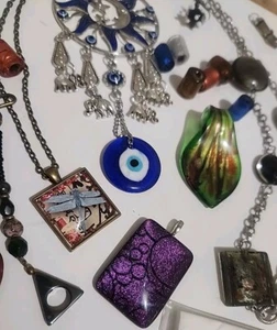 Glass Jewelry Making Lot Pendants Earrings Charms Vintage Modern Craft Stone - Picture 1 of 9