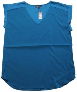 Express Womens V-Neck Blouse Blue Sleeveless Shirt NWT Size XL - Picture 1 of 4