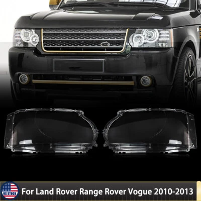 A Pair Front Headlight Lens Cover For 2010-2013 Land Rover Range Rover Vogue Foto 1 de 4