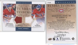 2014-15 Artifacts Tundra Tandems Blue Dual Jersey PK Subban Brendan Gallagher