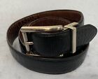Daniel Cremieux Collection Belt 36 Brown Black Italian Full Grain Leather Croc