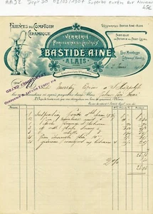 Dépt 30 - Alais Av. de la Gare - Superbe Entête Art Nouveau Verrerie 02/05/1907 - Imagen 1 de 1