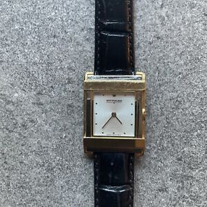 Vintage Wittnauer Two-Tone Mens Tank Style Watch 9800-SS8041 Leather Band B-E