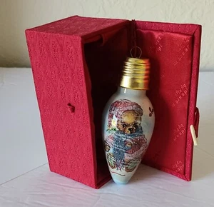 Inside Art Figi Graphics Hand Painted Numbered Ornament "Jamie Bear w/Snowman" - Picture 1 of 10