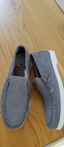 Boys next grey smart leather upper loafers shoes slip on size 2 NWT - Picture 1 of 5