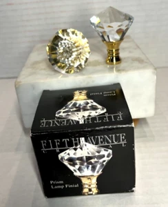Fifth Avenue Crystal Prism Lamp 2" X 1.5" Finial Gold Tone NEW Set of 2 READ - Picture 1 of 7