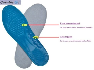 COMFOROOT Gel Full Insoles with Arch Support for Leisure Time and Business Shoes Men Size