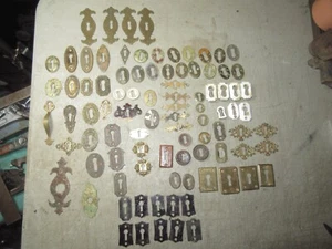 80++ vtg key cover escutcheons various styles materials brass bone wood steel - Picture 1 of 20
