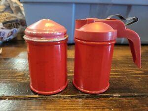 GEMCO-Ware Vintage 1970's Pantry Pops USA Red Sugar &Creamer Set Glassware L12