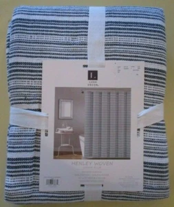 NEW LUSH DECOR HENLEY WOVEN DENIM BLUE 72"X72" SHOWER CURTAIN - Picture 1 of 7
