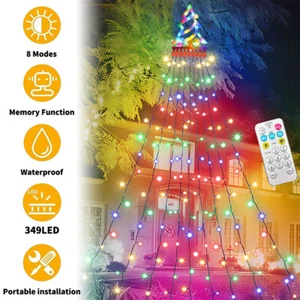 Outdoor LED Solar Powered String Light Decor Waterfall Light For Christmas Tree - Picture 1 of 13
