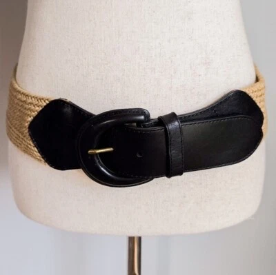 Ralph Lauren, Nuevo Tejido Marrón Cuero Hebilla Ancho Distintivo Cinturón Talla Pequeña Foto 1 de 4