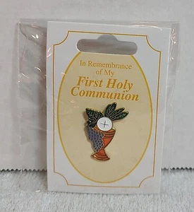 In Remembrance of My First Holy Communion Color Enamel Lapel Chalice Pin NEW - Picture 1 of 6
