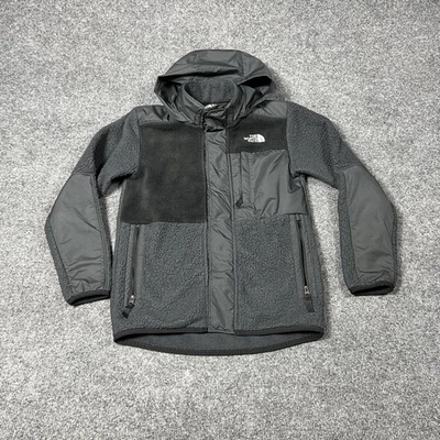 The North Face Jacket Boys Large Gray Black Fleece Hooded Softshell Outdoor - Image 1 of 4