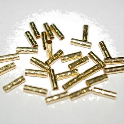 Lote de 12 cuentas espaciadoras TUBO MARTILLADO 3x10mm relleno de oro 14kt fabricación de joyas Foto 1 de 4