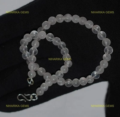 Quarzo Rosa Pietra 925 Argento Sterling Mamma Anniversario Perline Collana Gioie - Immagine 1 di 4