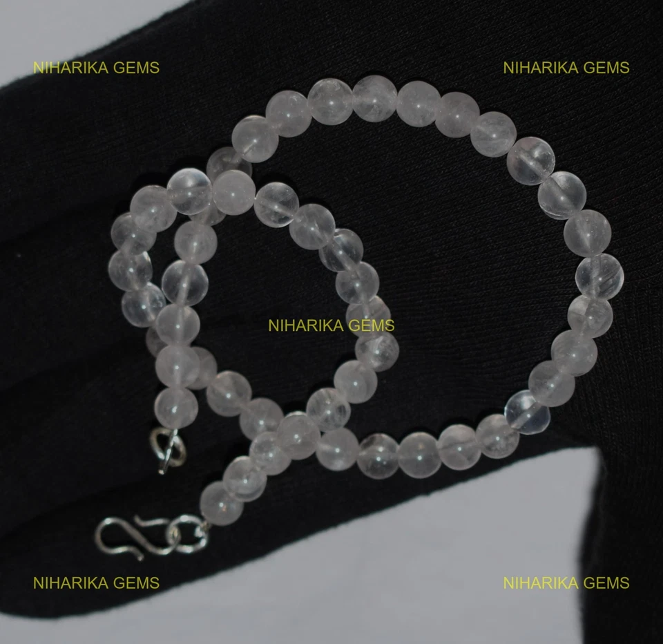 Quarzo Rosa Pietra 925 Argento Sterling Mamma Anniversario Perline Collana Gioie - Immagine 1 di 4