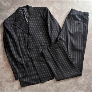 Polo Ralph Lauren Double 90s 80s Setup Striped Suit Navy Used Good Condition - Picture 1 of 20