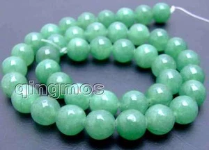 10mm Round Light Green Jade Gemstone Beads for Jewelry Making DIY Strands 15" - Picture 1 of 3