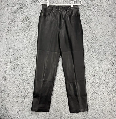Vintage Tibor Leather Pants Women's 10 Black 80's Glam Punk Retro Goth Biker - Image 1 of 4