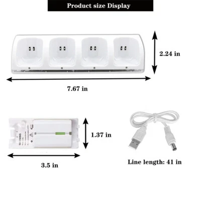 4 in 1 Charging Station Charger Stand + 4pc 2800mAh Batteries for Wii Controller - Image 1 of 4