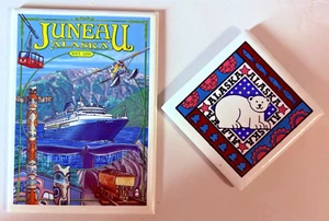 Lot of 2 Alaska Souvenir Refrigerator Magnets - Juneau & Ceramic Bear - Picture 1 of 10