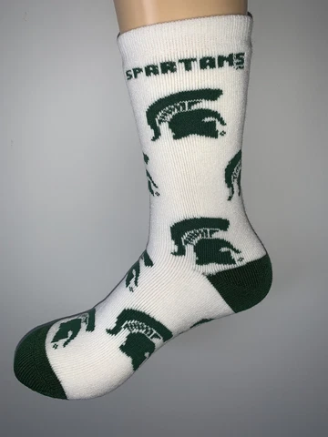 MICHIGAN STATE SPARTANS NCAA COLLEGE JERSEY LOGO ALL OVER CREW LENGTH SOCKS LRG Cover