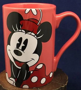 Disney Store Pink Minnie Mouse Coffee Mug Tall Dark Pink Authentic NEW - Picture 1 of 4