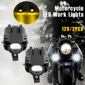 2X Faro LED para moto foco antiniebla de conducción lámpara auxiliar blanco amarillo - Imagen 1 de 14